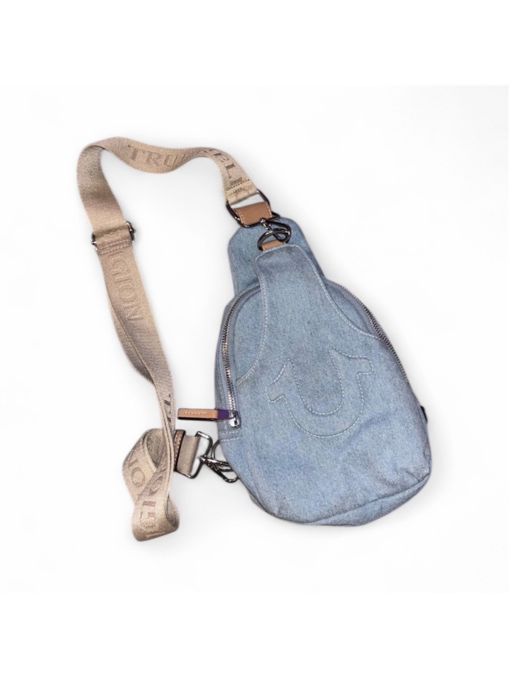 True Religion horse shoe denim crossbody bag / purse. - Picture 5 of 7